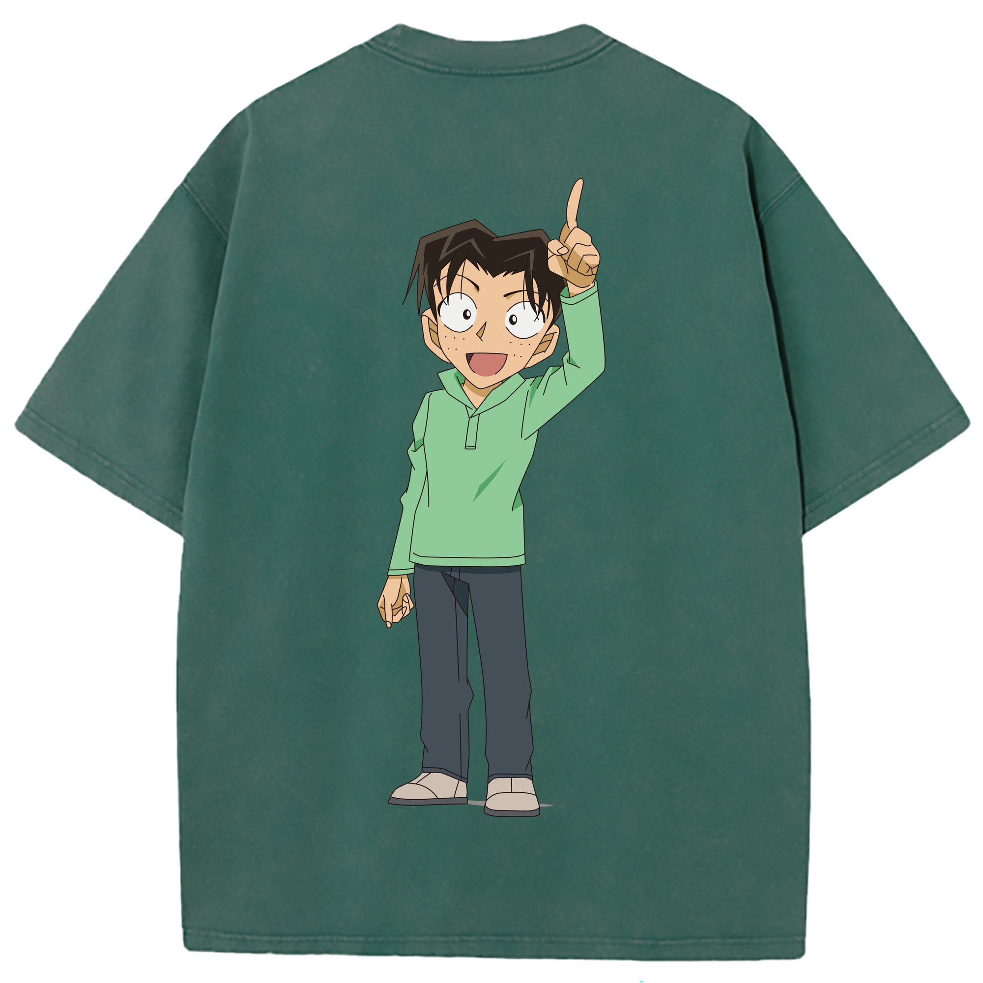 （画像用） 名探偵コナン 円谷 光彦 つぶらや みつひこ Detective Conan Mitch Tennyson 綿100% ヴィンテージ風 半袖Tシャツ（背面プリント）